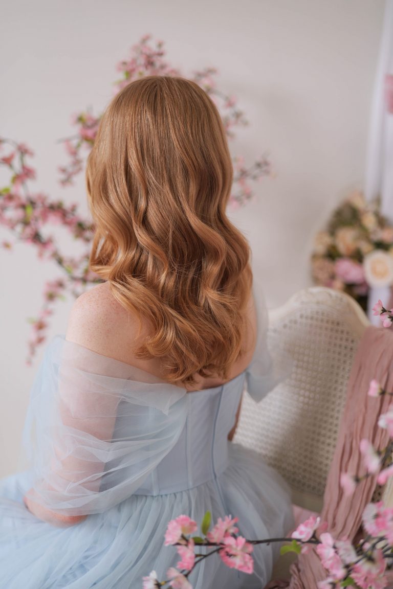 Natural Red Hair Down for Wedding
