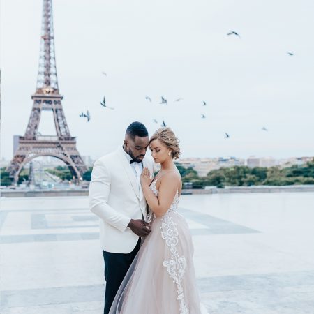 Eiffel Tower bride and groom, hair and makeup by Storme